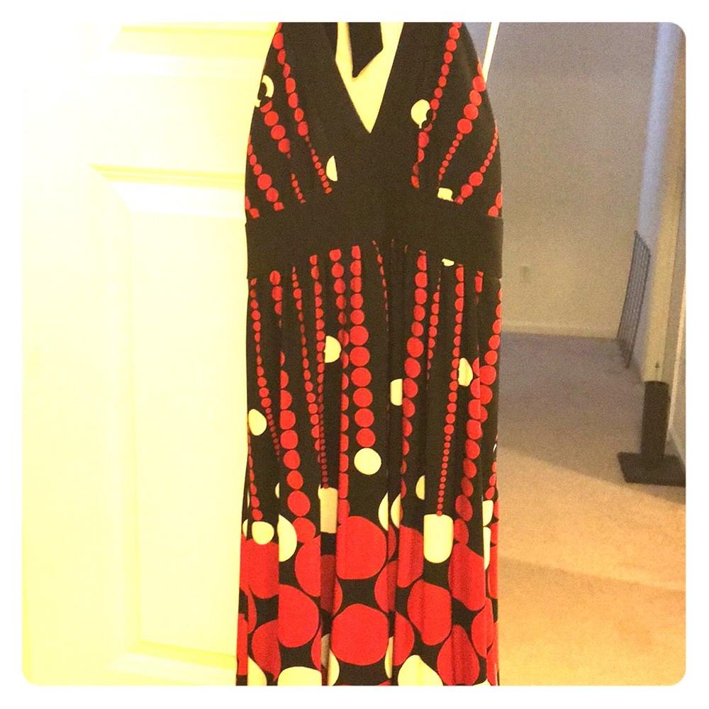 Red and black halter top dress
